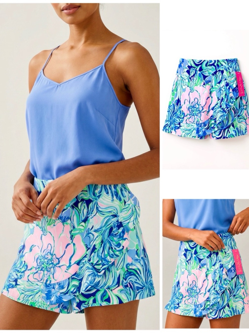 Lilly Pulitzer Faye Skort Shorts Ruffle Front Side Zip Fit Natural Waist NEW
